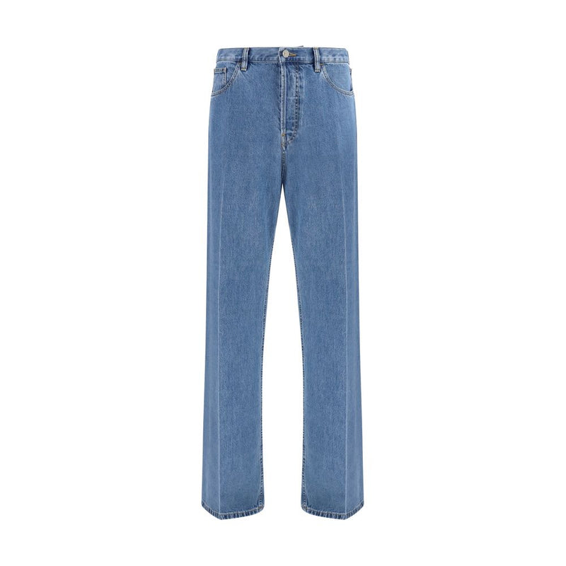 Valentino Garavani Blue Cotton Straight-Leg Jeans