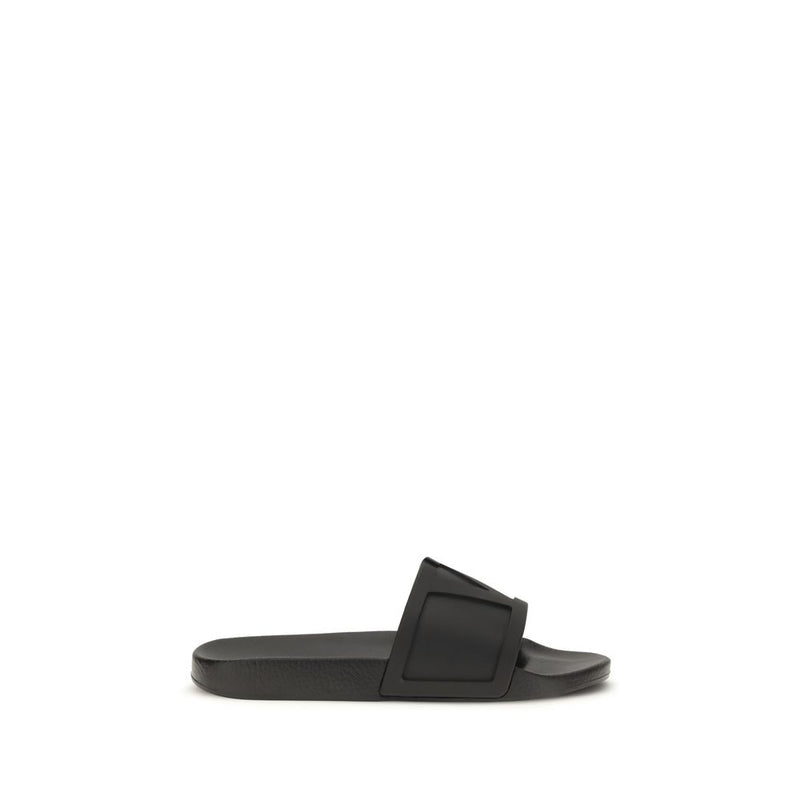 Valentino Garavani Black Rubber Flat Sandals