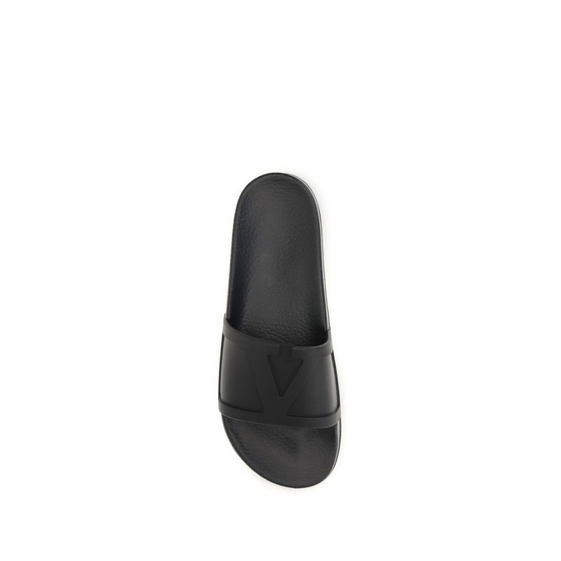 Valentino Garavani Black Rubber Flat Sandals