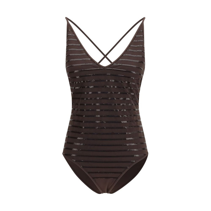 Brunello Cucinelli Brown Nylon One-Piece Swimsuit
