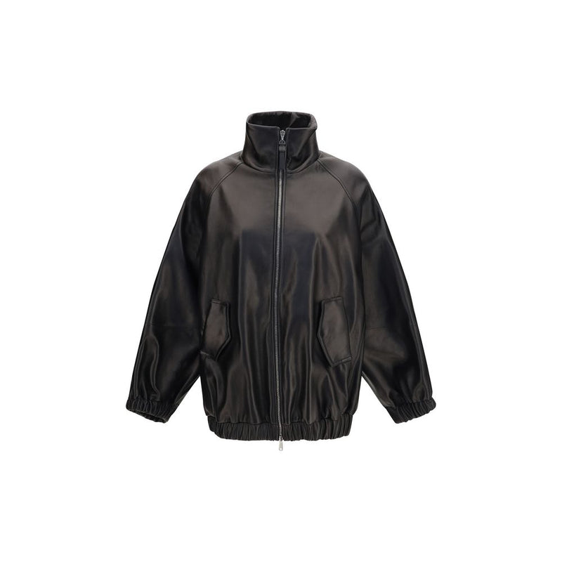 Brunello Cucinelli Black Lamb Ovis Aries Aries Leather Jacket