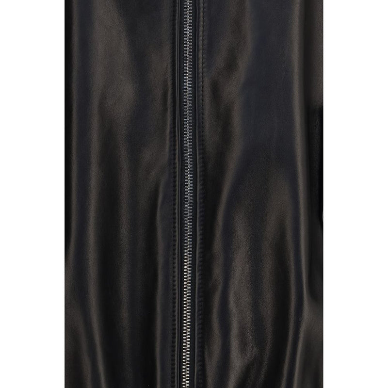 Brunello Cucinelli Black Lamb Ovis Aries Aries Leather Jacket