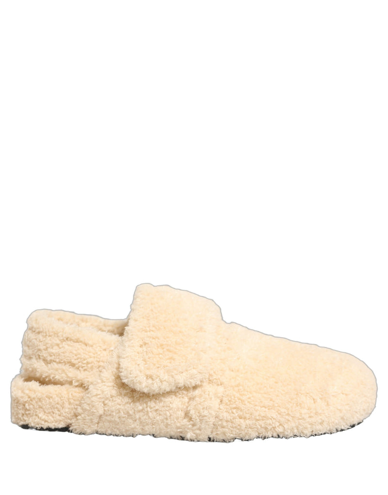 Sandales plates à enfiler en fausse fourrure beige Dolce & Gabbana pour homme