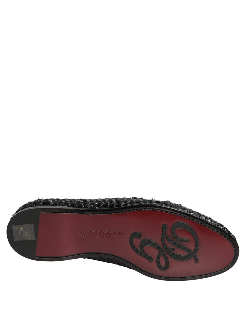 Dolce & Gabbana Mocassini slip-on neri in rafia intrecciata