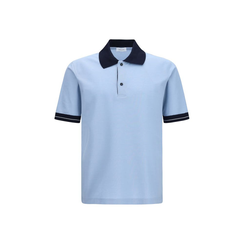 Ferragamo Blue Cotton Polo Shirt
