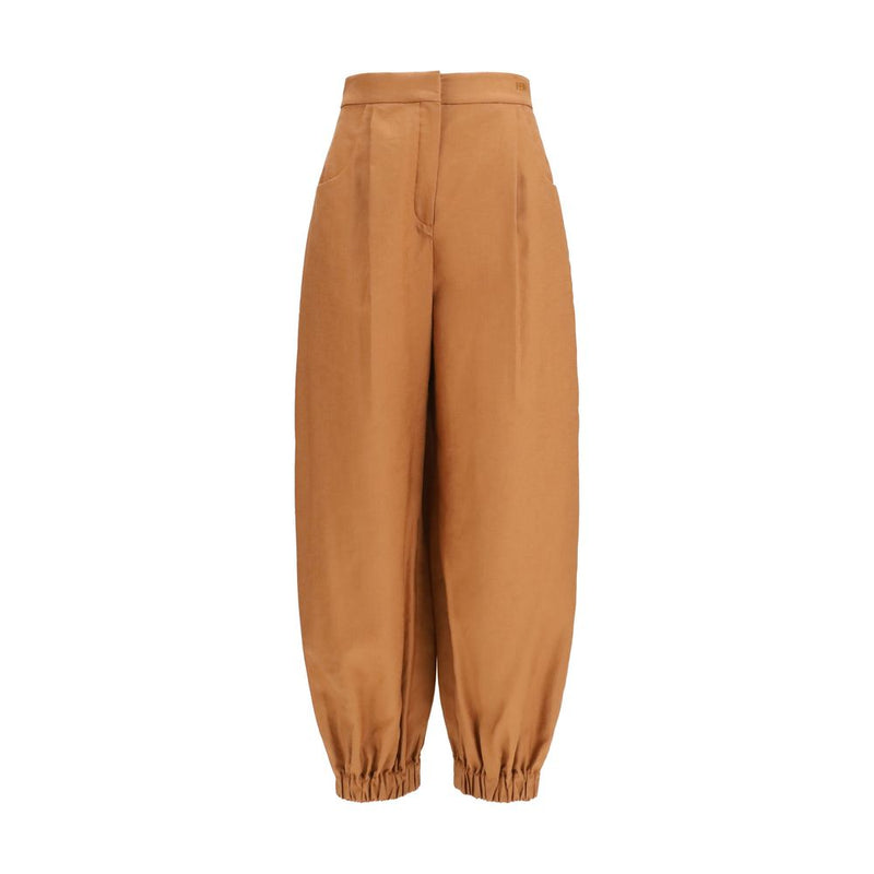 Fendi Brown Linen Casual Pants