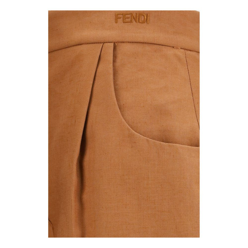 Fendi Brown Linen Casual Pants