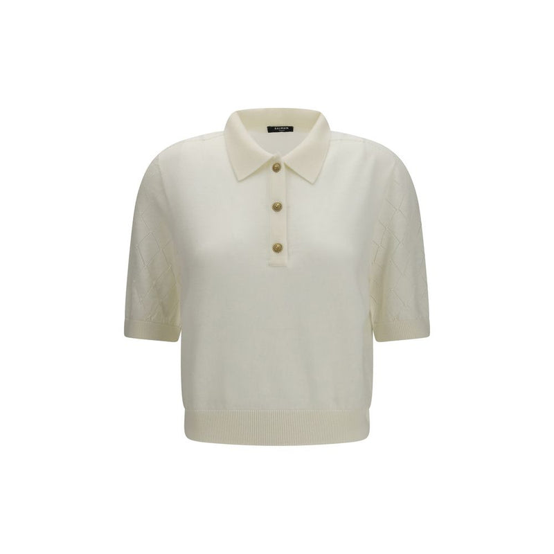 Balmain White Wool Oves Aries Polo Shirt
