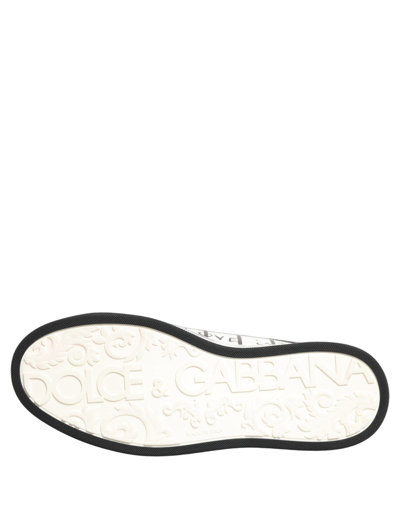 Tênis de cano baixo branco e preto com logo DG e patch King Dolce & Gabbana