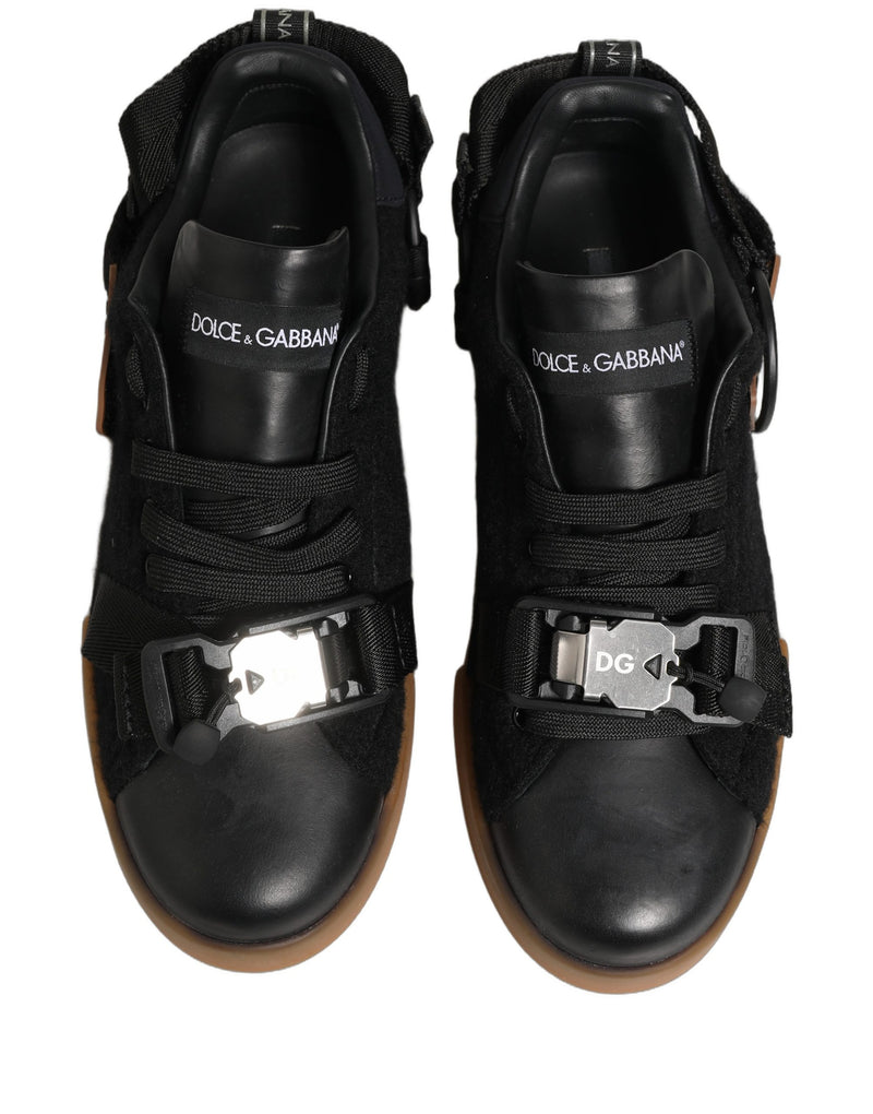 Baskets basses en cuir noir pour homme Dolce & Gabbana