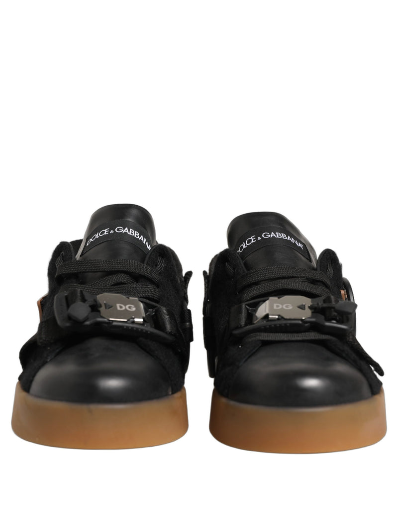 Baskets basses en cuir noir pour homme Dolce & Gabbana