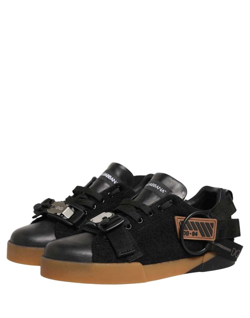 Baskets basses en cuir noir pour homme Dolce & Gabbana