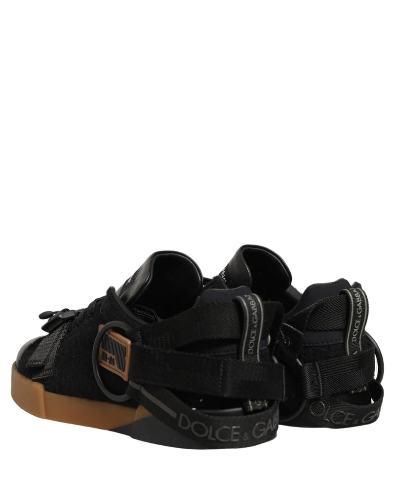 Baskets basses en cuir noir pour homme Dolce & Gabbana