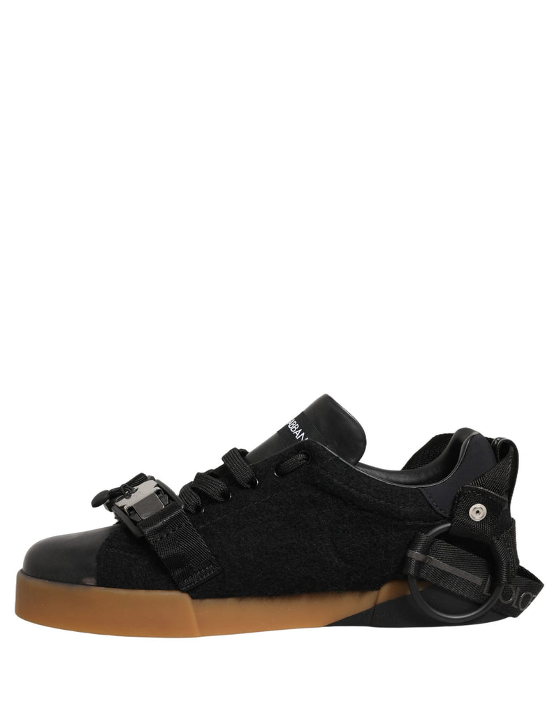 Baskets basses en cuir noir pour homme Dolce & Gabbana