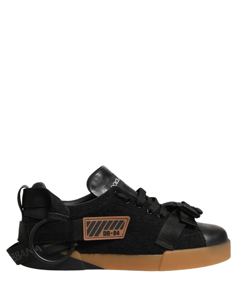 Baskets basses en cuir noir pour homme Dolce & Gabbana