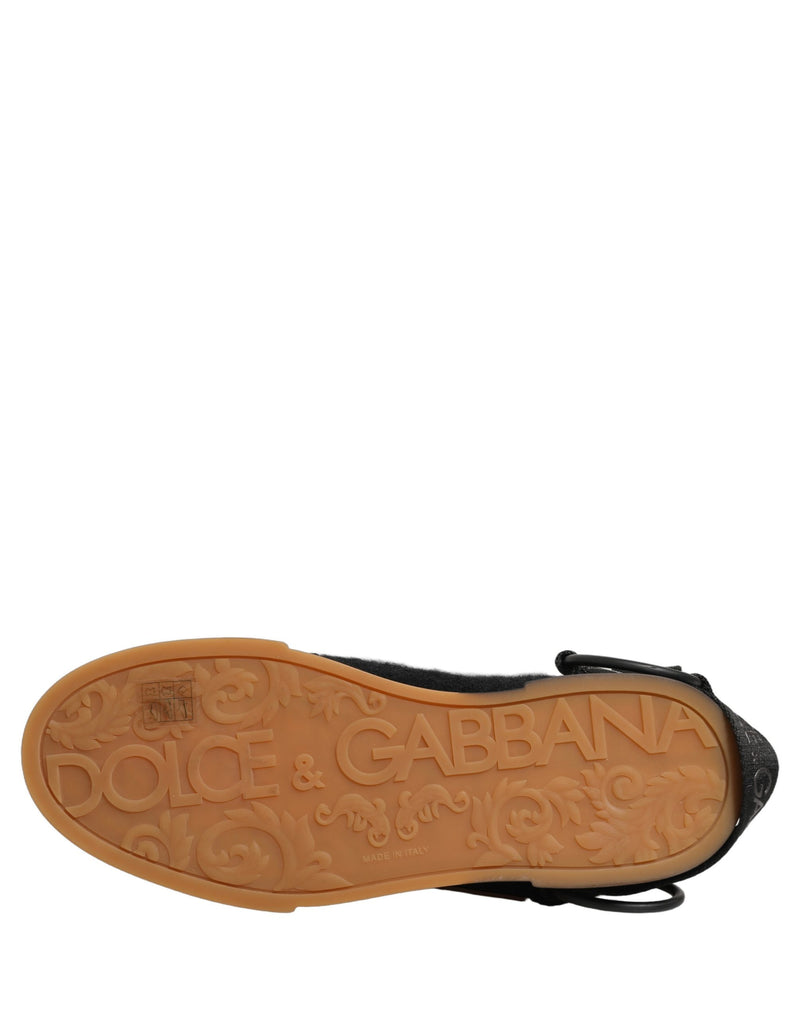 Baskets basses en cuir noir pour homme Dolce & Gabbana