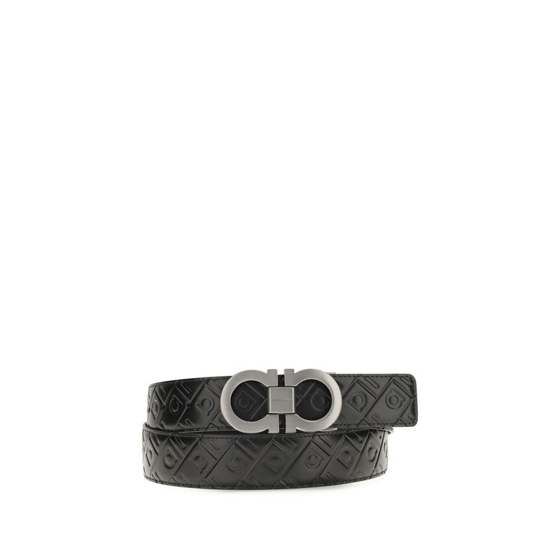 Ferragamo Black Calf Leather Bos Taurus Regular Belt