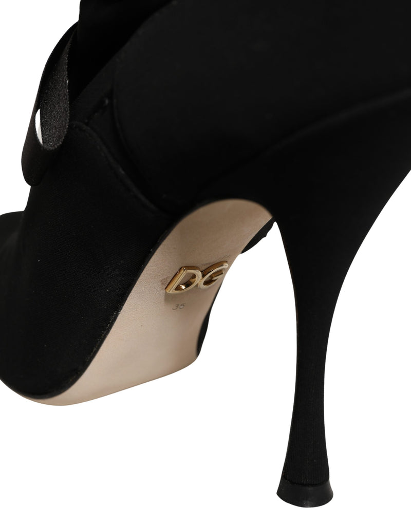 Bottes mi-mollet noires à talons aiguilles Dolce & Gabbana