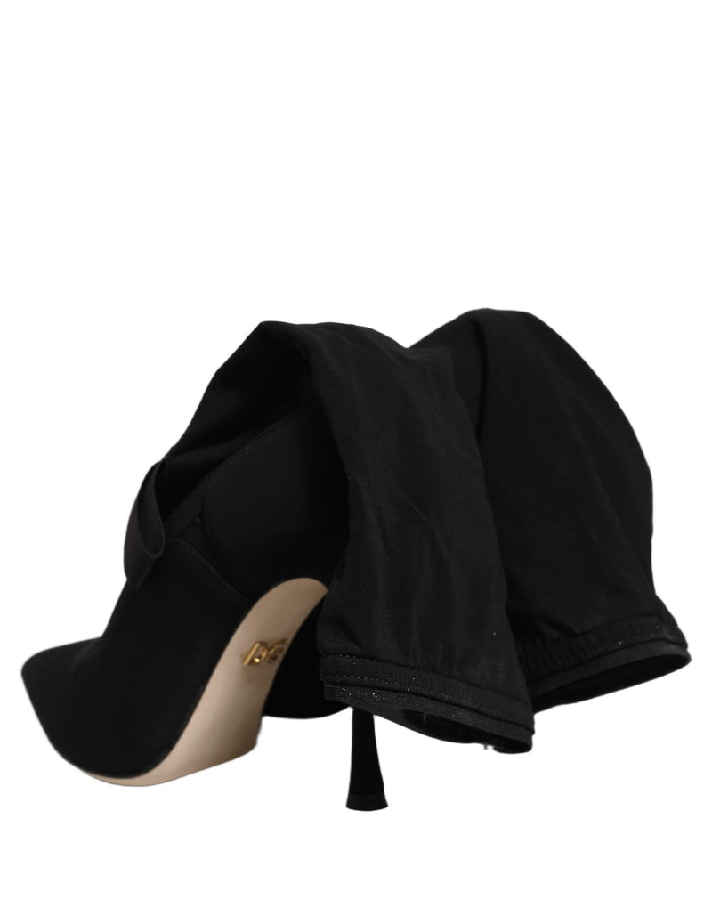 Bottes mi-mollet noires à talons aiguilles Dolce & Gabbana