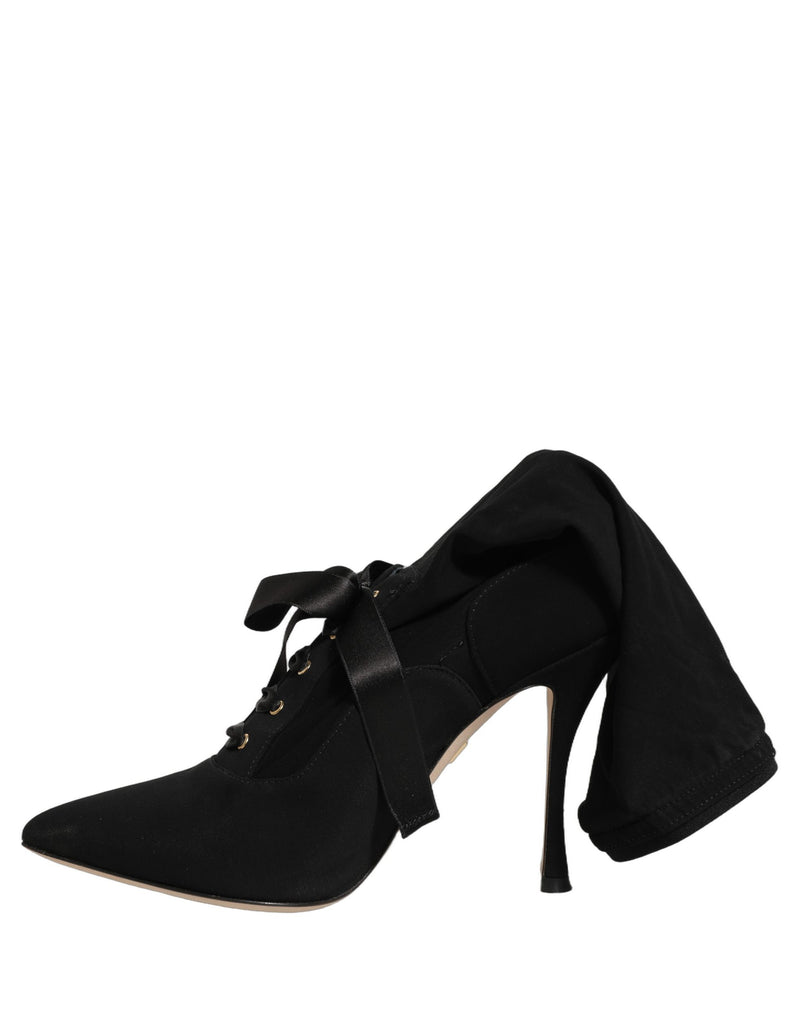 Bottes mi-mollet noires à talons aiguilles Dolce & Gabbana