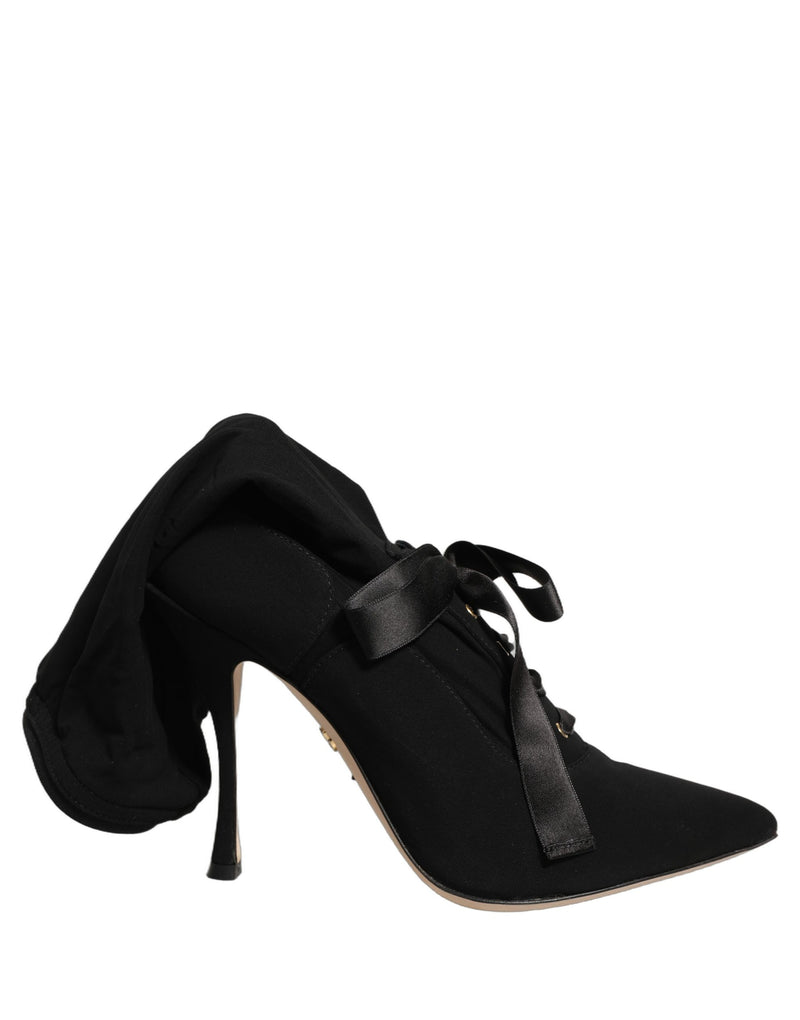 Bottes mi-mollet noires à talons aiguilles Dolce & Gabbana