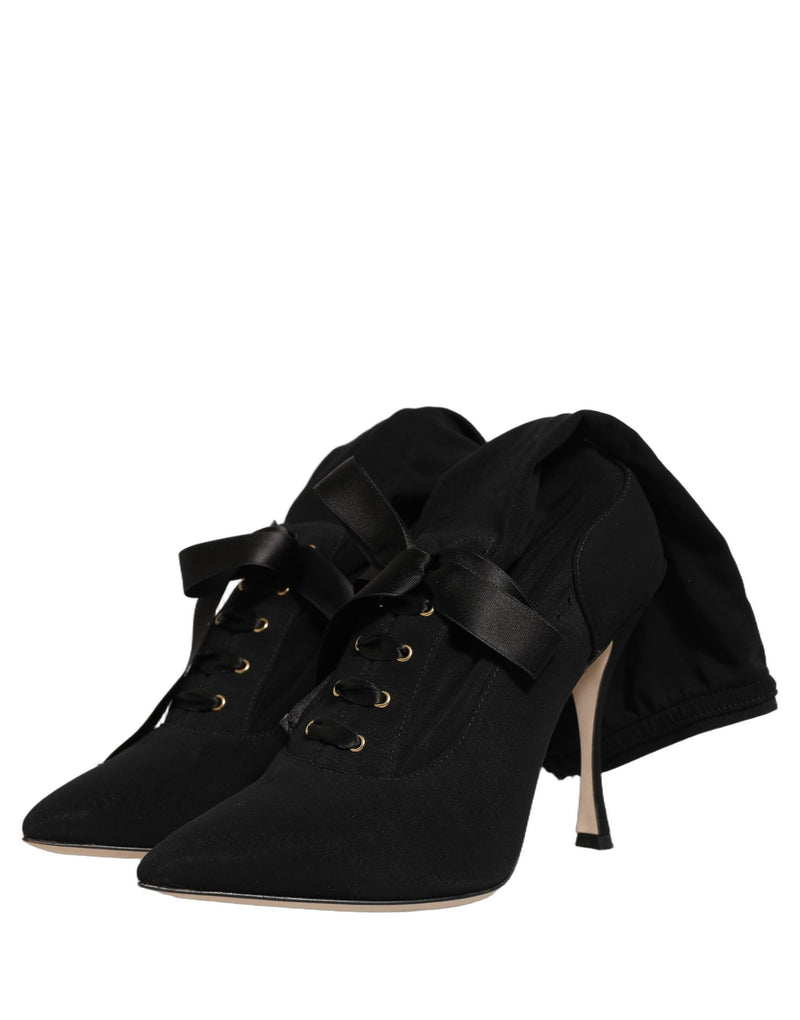 Bottes mi-mollet noires à talons aiguilles Dolce & Gabbana