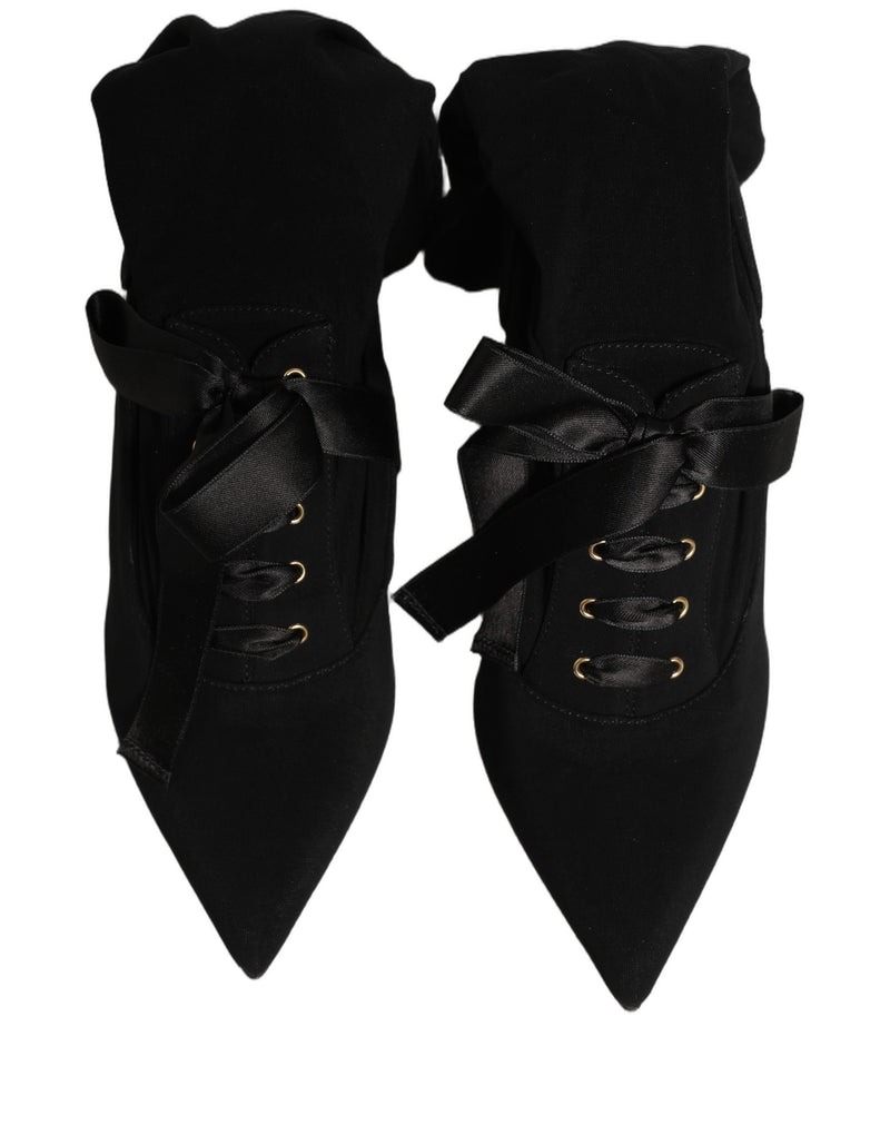 Bottes mi-mollet noires à talons aiguilles Dolce & Gabbana
