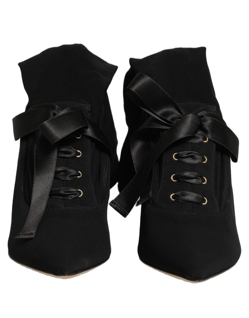 Bottes mi-mollet noires à talons aiguilles Dolce & Gabbana
