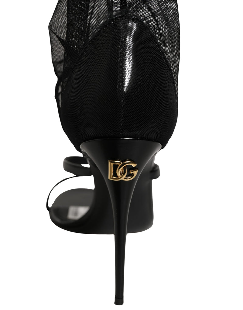 Botas negras hasta la rodilla con tacón de aguja y calcetín de Dolce & Gabbana