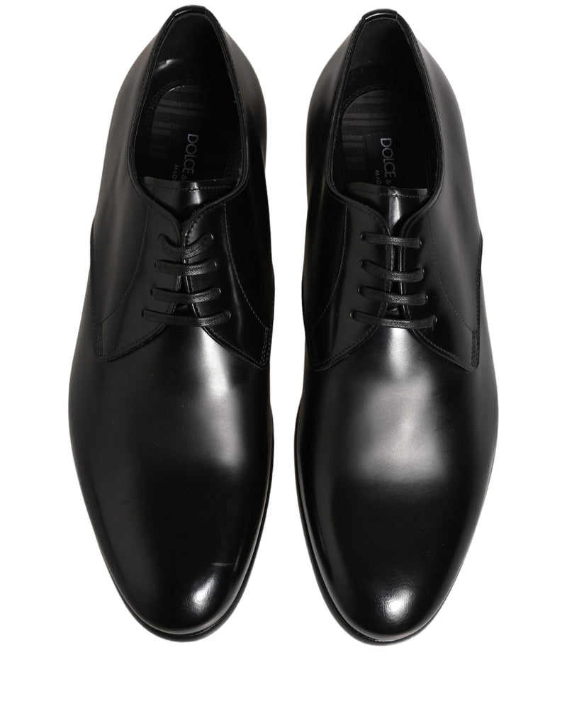 Zapatos de vestir Derby con cordones de cuero negro de Dolce & Gabbana