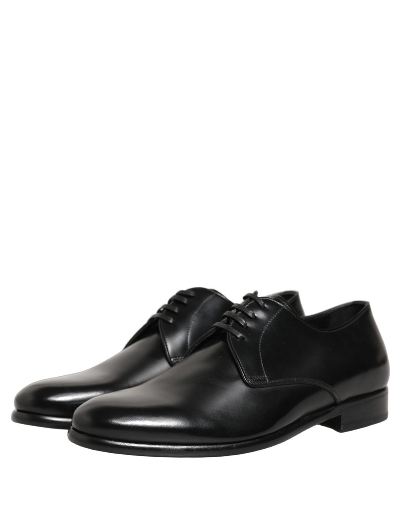 Zapatos de vestir Derby con cordones de cuero negro de Dolce & Gabbana