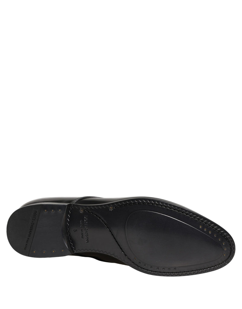 Zapatos de vestir Derby con cordones de cuero negro de Dolce & Gabbana