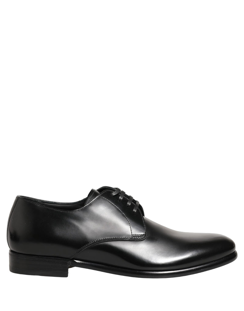 Zapatos de vestir Derby con cordones de cuero negro de Dolce & Gabbana
