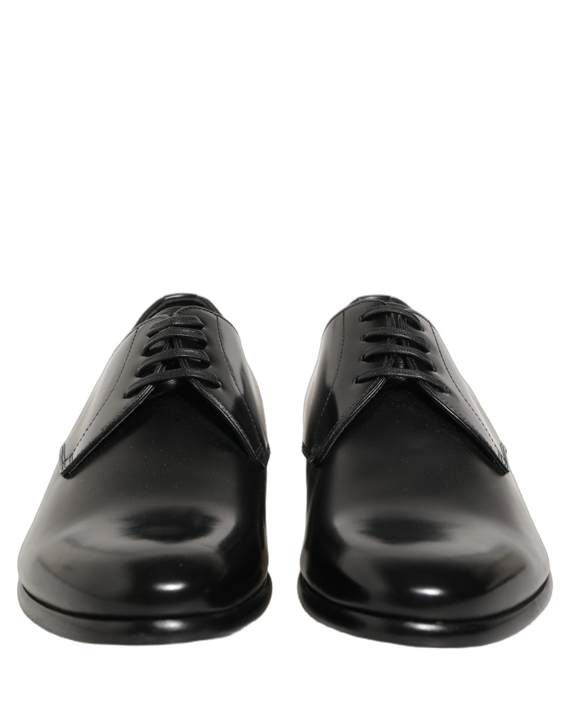 Zapatos de vestir Derby con cordones de cuero negro de Dolce & Gabbana