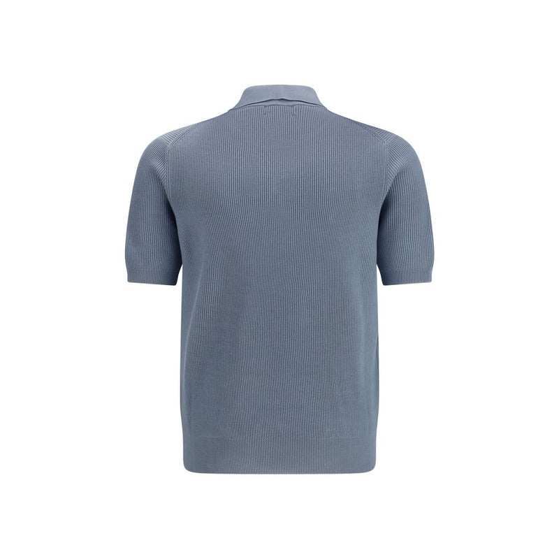 Brunello Cucinelli Blue Cotton Polo Shirt