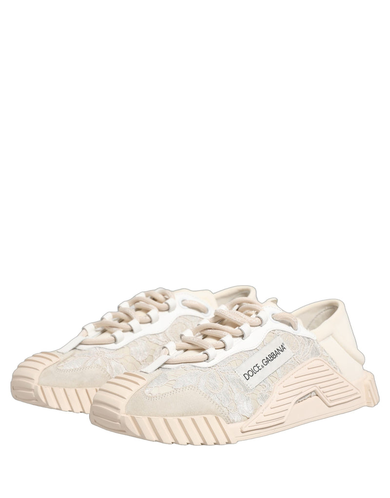 Zapatillas deportivas bajas NS1 blancas de encaje de Dolce & Gabbana