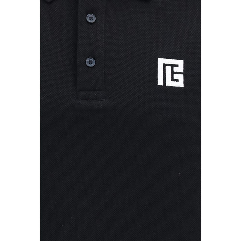 Balmain Black Cotton Polo Shirt