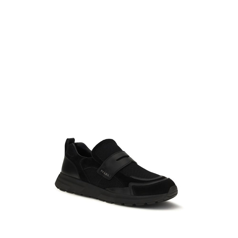 Prada Black Calf Leather Bos Taurus Athletic Sneakers