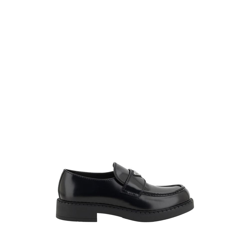 Prada Black Calf Leather Bos Taurus Platform Loafers