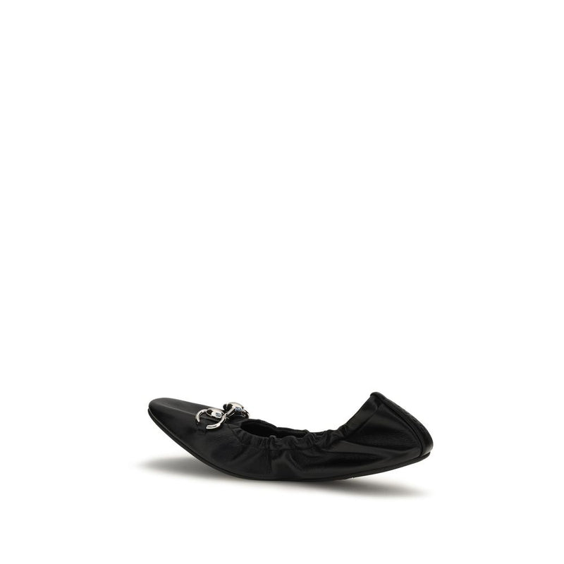 Gucci Black Calf Leather Bos Taurus Ballet Flats