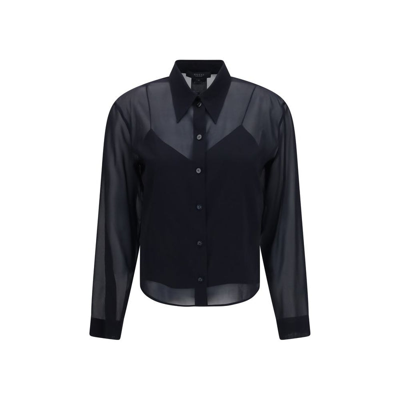 Gucci Black Silk Pattern Shirt