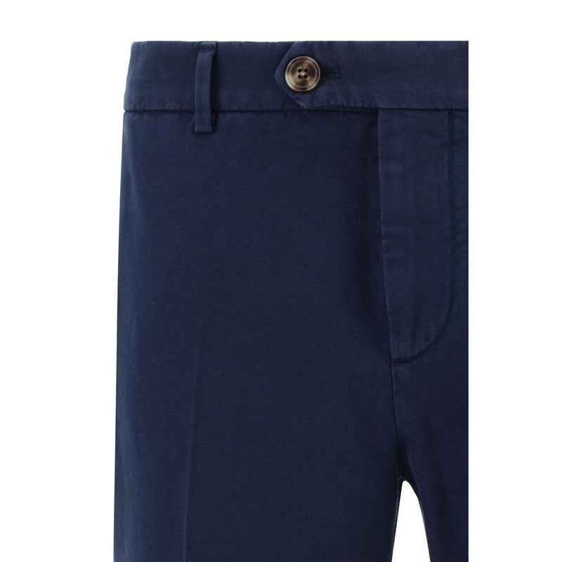 Brunello Cucinelli Blue Cotton Casual Pants
