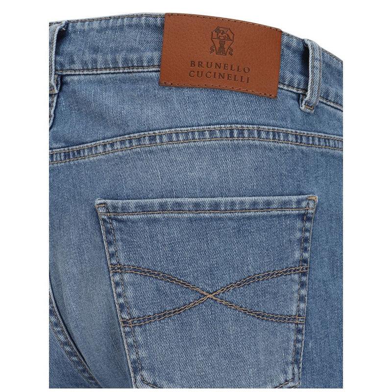 Brunello Cucinelli Blue Cotton Straight-Leg Jeans