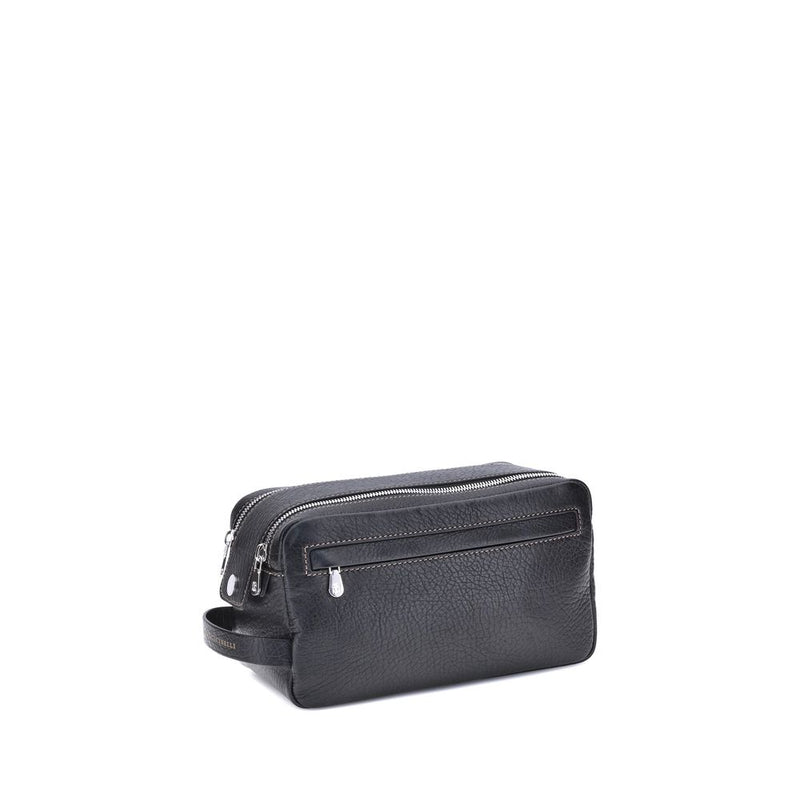 Brunello Cucinelli Black Calf Leather Bos Taurus Airpod Holder