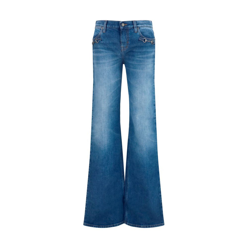 Gucci Blue Cotton Flared Jeans