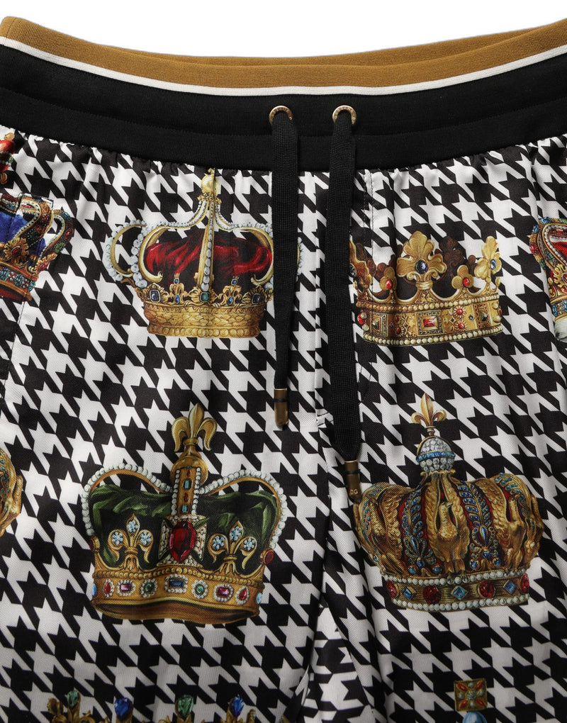 Pantalon de survêtement de jogging Dolce & Gabbana multicolore à motif pied-de-poule avec couronne pour homme