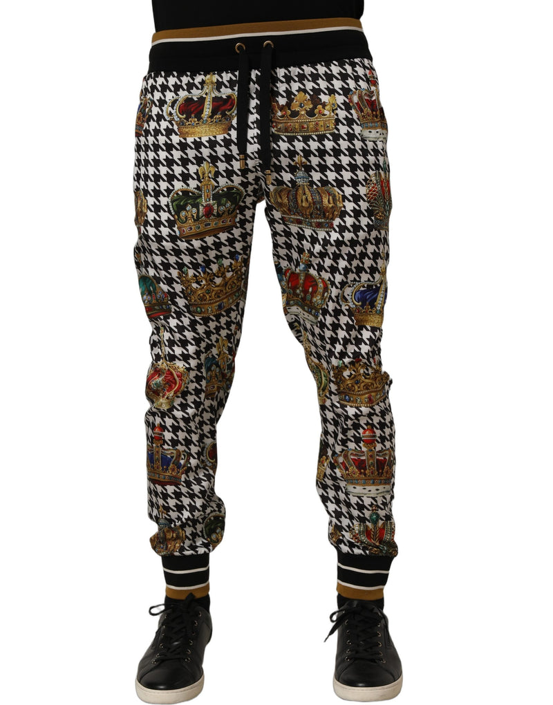 Pantalon de survêtement de jogging Dolce & Gabbana multicolore à motif pied-de-poule avec couronne pour homme
