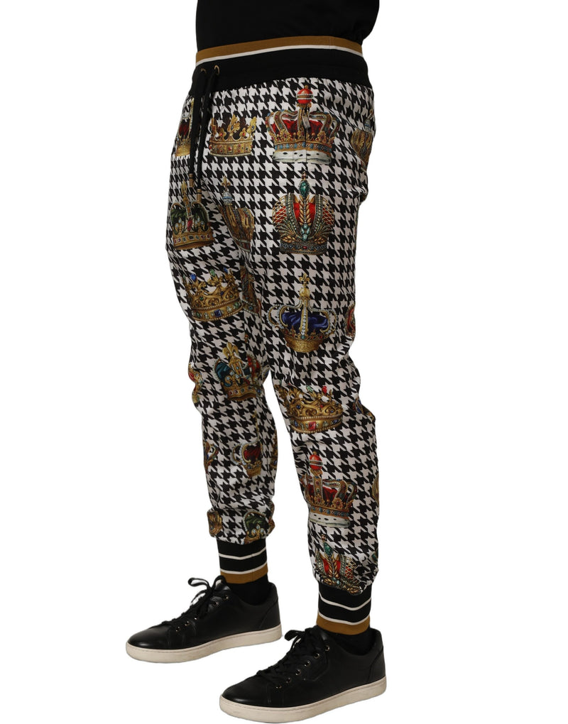 Pantalon de survêtement de jogging Dolce & Gabbana multicolore à motif pied-de-poule avec couronne pour homme