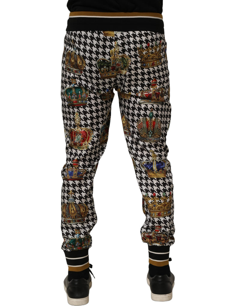Pantalon de survêtement de jogging Dolce & Gabbana multicolore à motif pied-de-poule avec couronne pour homme