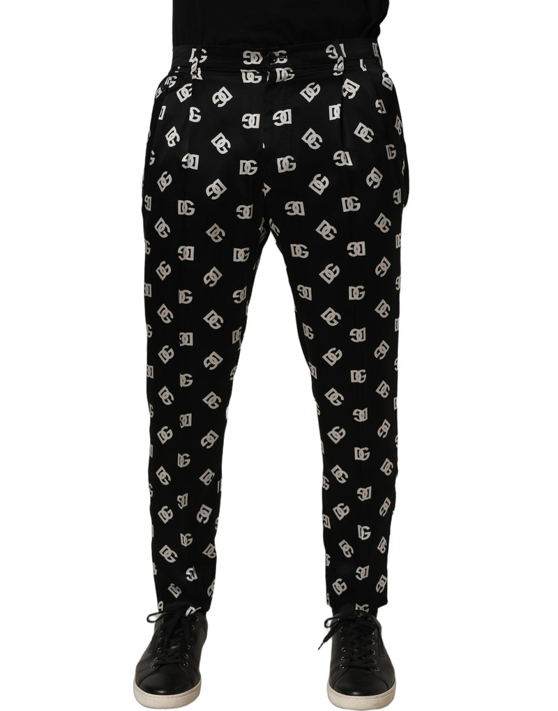 Calça social masculina skinny de seda preta Dolce & Gabbana